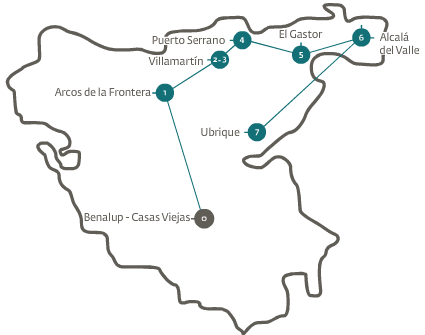 Mapa que muestra la Ruta de la Serranía